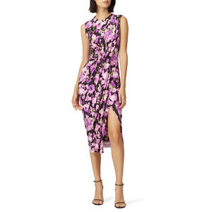 Jason Wu Collection Sheath Dress Floral Sleeveless‎ Draped Jersey Purple Size 10